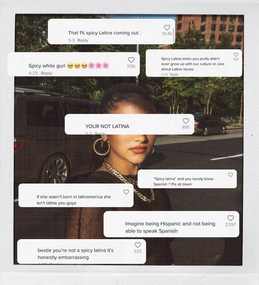 Girl's face with hate comments over top