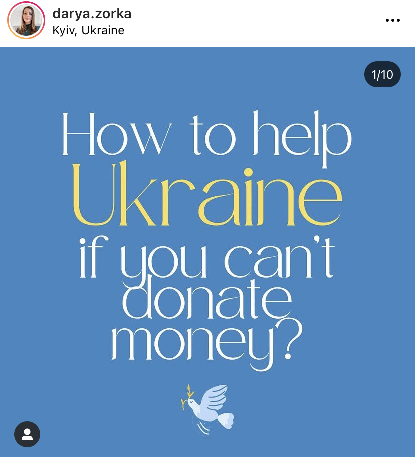 Infographic by Zarya Dorka on How to Help Ukraine