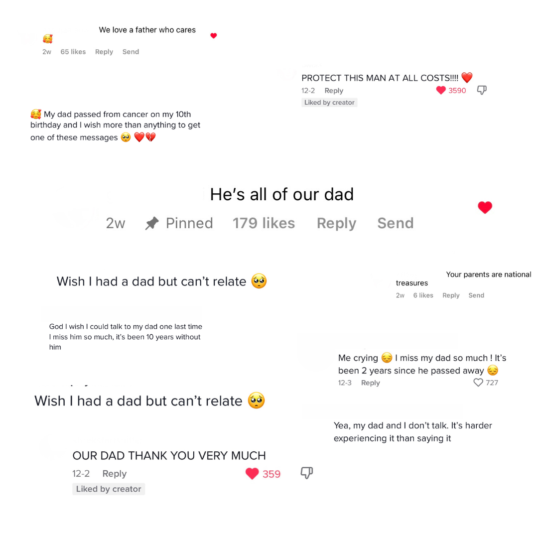 TikTok and Instagram comments from Sienna Mae's latest video featuring her father, Ramon Gomez