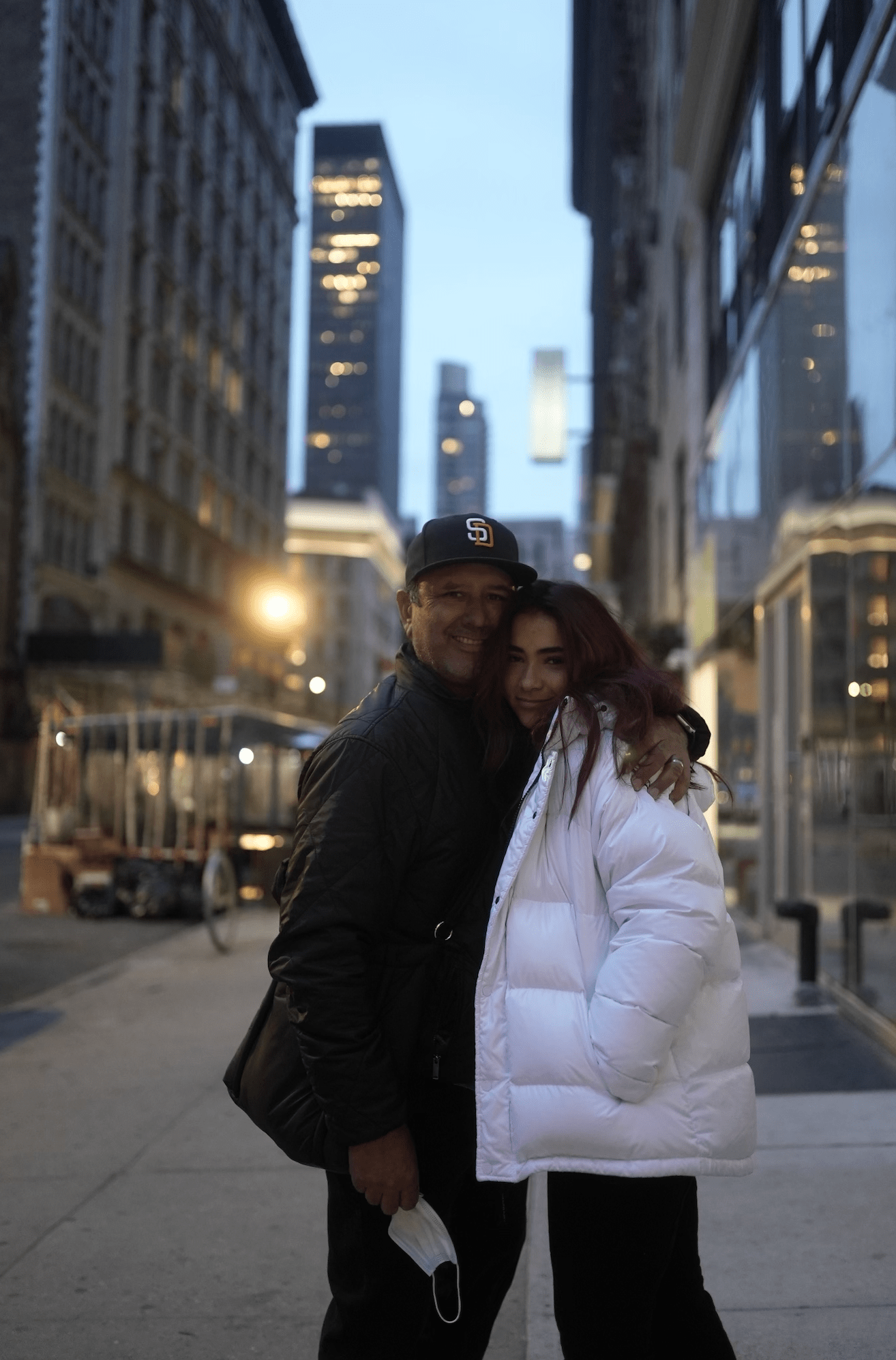 Sienna Mae Gomez and her father in NYC