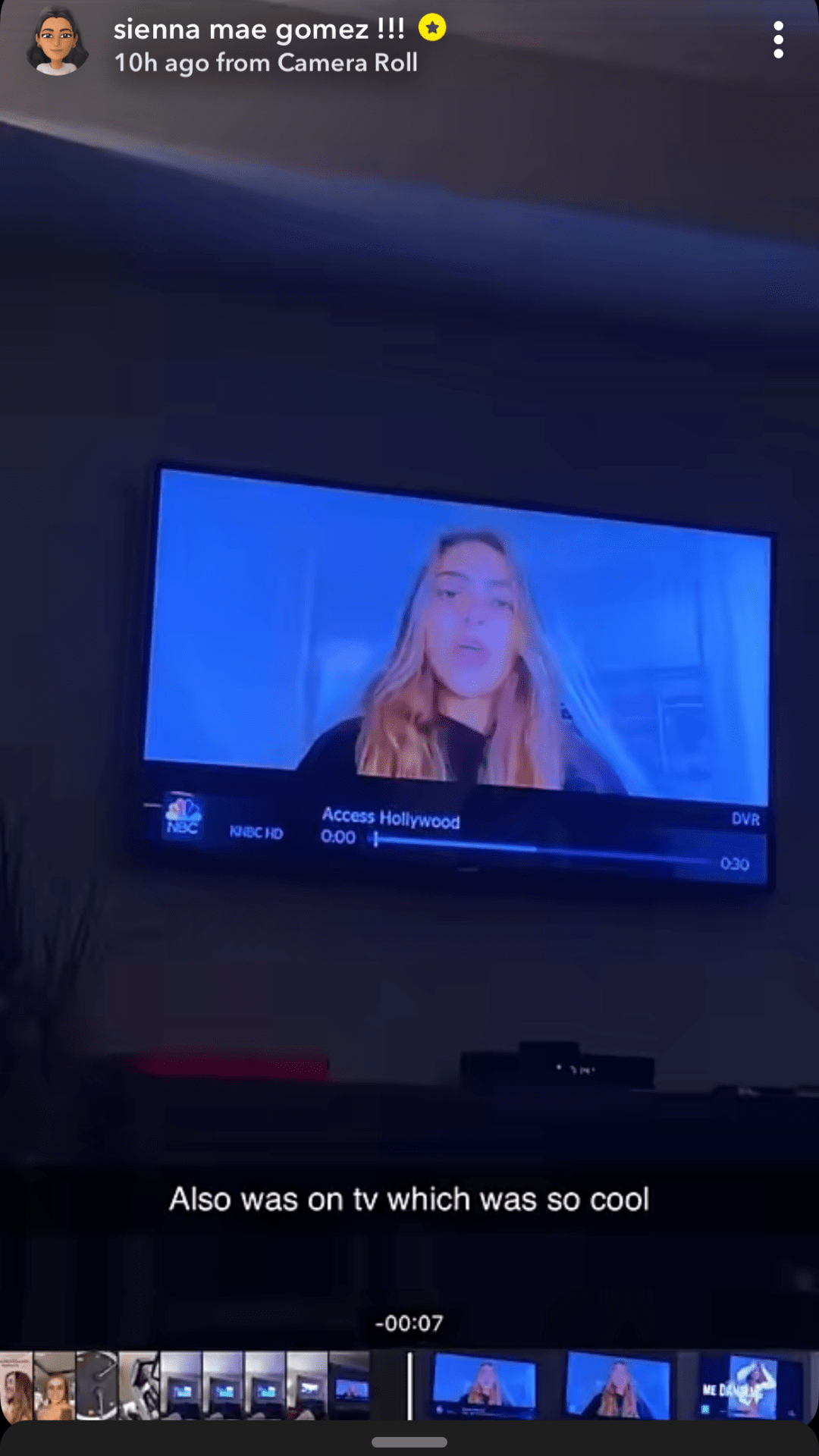 Girl on TV screen talking