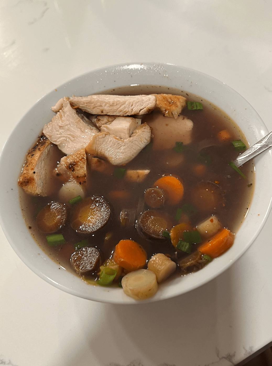 bowl of veggie soup